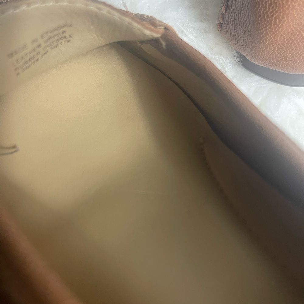 Michael Kors Hamilton Tan Leather Moccasin MK Logo accent SZ8.5 - Picture 8 of 10